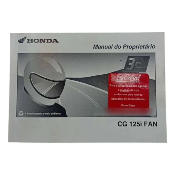 Manual Do Proprietário Honda Cg 125i Fan 2018