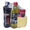 Kit 3x1 Aromatizante Gel Brilha Pneu Lava Auto Carro Novo Amarelo