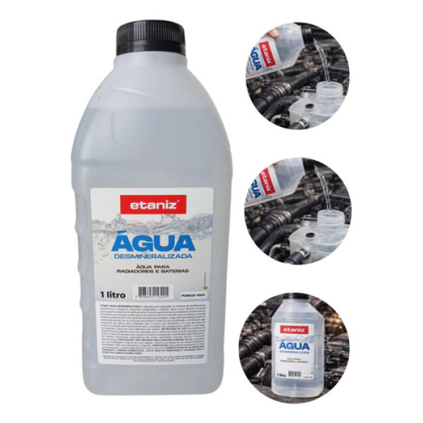 Água Desmineralizada Para Baterias E Radiadores Etaniz 1l  Água