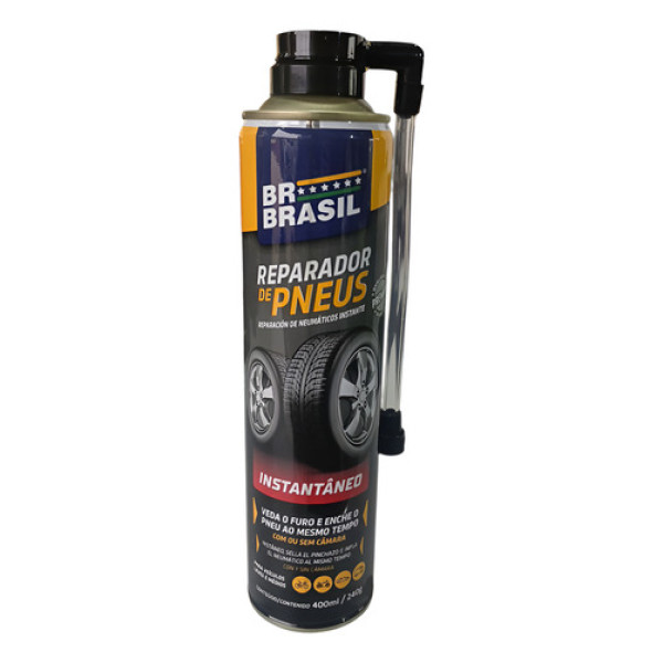Spray Reparador Instantâneo Furo Pneu Br Brasil 400ml Preto - Preto