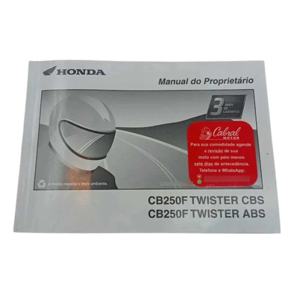 Manual Do Proprietário Honda Cb250f Twister Cbs/abs 2022
