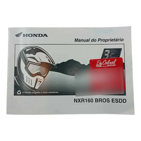 Manual Do Proprietário Honda Nxr160 Bros 2019