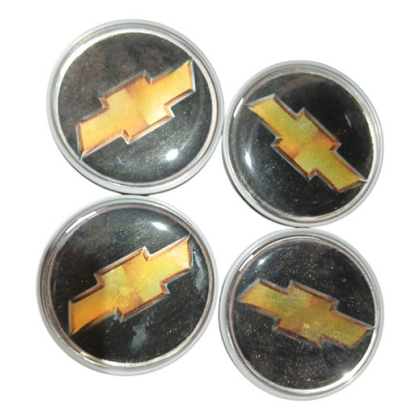 Kit Calotinha Centro De Roda Chevrolet 16mm Preto Preto