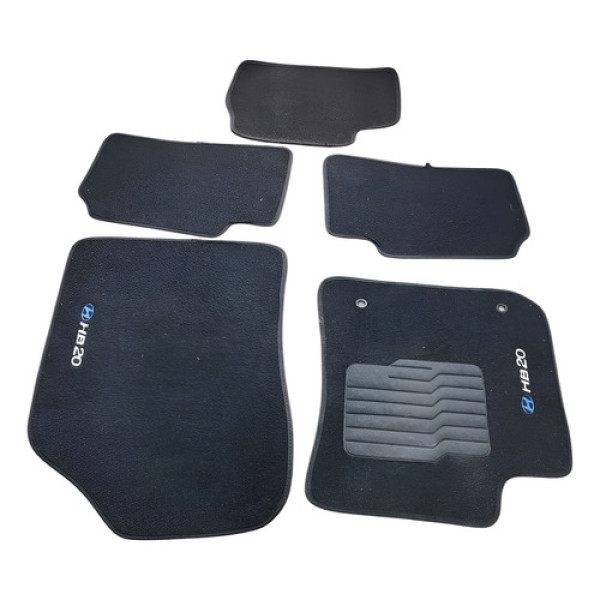 Jogo Tapete Tecido Hyundai Hb20 2012 A 2019 5 Peças Preto