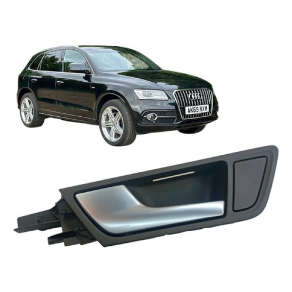 Maçaneta Interna Porta Traseira Esquerda Audi Q5 2015 Prateado E Preto Traseira