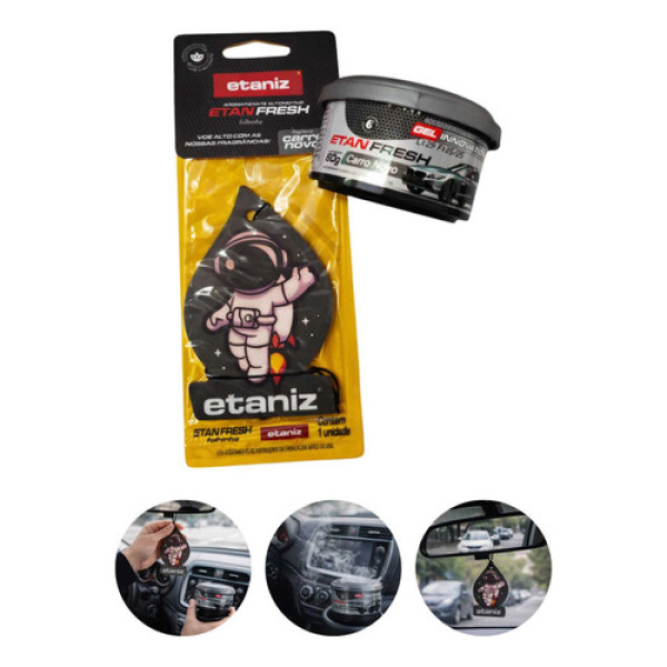 Kit Aromatizante Gel E Folha Carro Novo Cinza Carro Novo