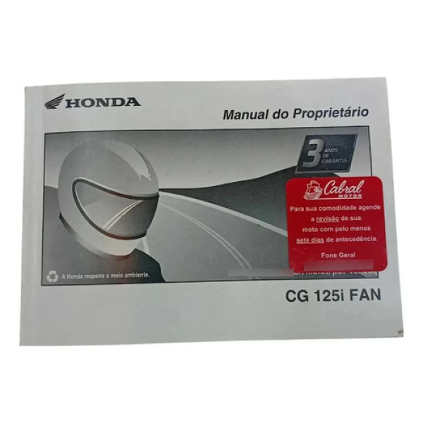 Manual Do Proprietário Honda Cg 125i Fan 2018