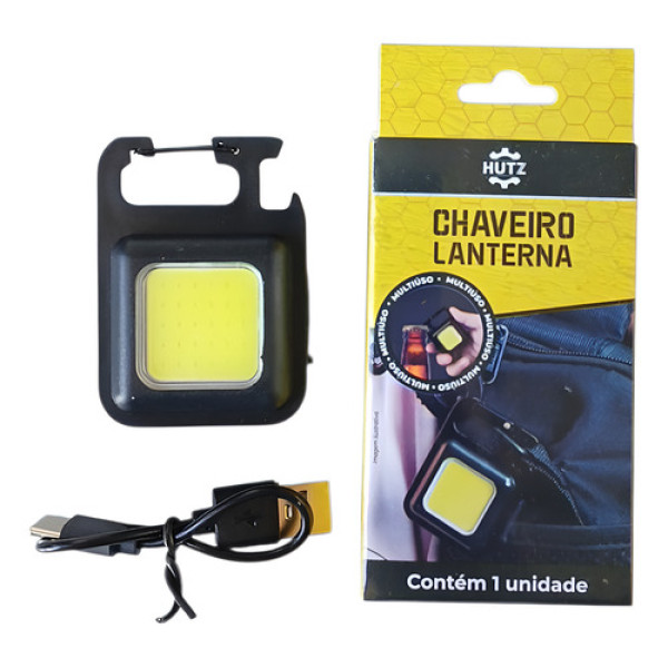 Mini Lanterna Led Chaveiro Portatil Base Magnetica Hutz Preto