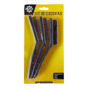 Kit 3 Escovas Com Cerdas Aço Cobre Nylon Hutz Preto Preto